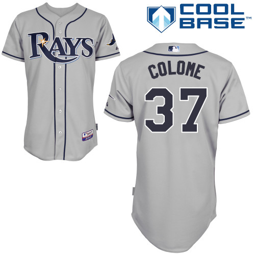 alex Colome #37 MLB Jersey-Tampa Bay Rays Men's Authentic Road Gray Cool Base Baseball Jersey